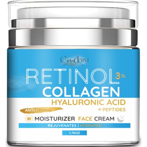 Cieladerm Hydrating Face Moisturizer – Lightweight, Anti-Aging Cream with Retinol, Hyaluronic Acid, Collagen & Vitamin E – Smooths Fine Lines, Non-Greasy Daily Face Cream for All Skin Types
