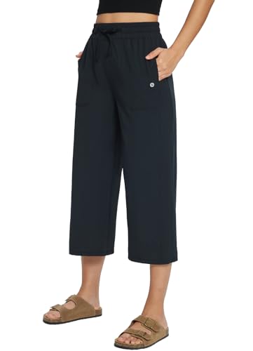 baleaf Women's Capri Pants Wide Leg Plus Size UPF50+ Lightweight Quick Dry Pants Casual Loose Sweatpants Hiking Walking