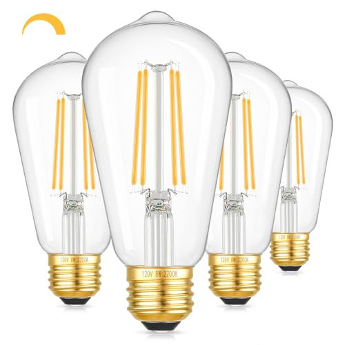 Kondras Dimmable 6-Pack ST58 LED Bulbs, 4W and 8W Selectable