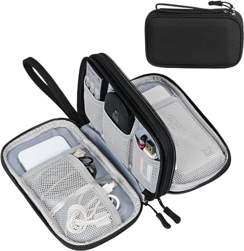 SaleOn 8.3X5 Inch Portable Storage Organizer For Usb Cable, Earphone, Power Bank,Charger, Hard Disk & Digital Gadgets, With Mesh Pockets Size 21X12Cm Inside's Material And Color May Vary, black