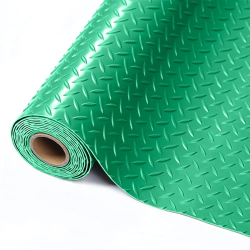 HEAVYSTONE 7.5 x 17-20 FT Garage Floor Mat, Diamond Plate Sheet PVC Roll