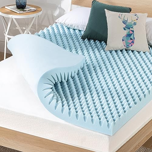 Best Price Mattress Inch Egg Crate Memory Foam, Cooling Gel Infusion, Full Mattress Topper, Blue