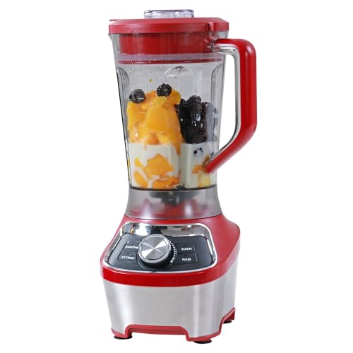 Kenmore Countertop Blender – Electric Mixer for Smoothies, Ice Crush & Pulse Function, Heavy Duty Tritan plastic Pitcher licuadora With 6 Speed, Kitchen Appliance, Dishwasher-Safe Jar, Red