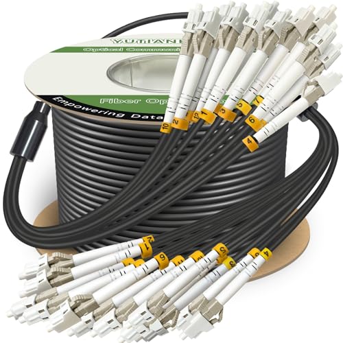 YUTIANHOME 1-24 Fibers OM3 Multimode LC Industrial Armored TPU Fiber Optic Patch Cable