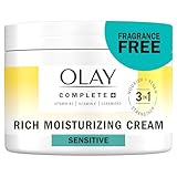 Olay Face Moisturizer, Complete+ Rich Moisturizing Cream - Fragrance-Free, Gentle for Dry & Sensitive Skin, 3-in-1 Hydrating to Strengthen, Nourish, Renew - Niacinamide, Vitamin E, & Ceramides, 8.5 oz