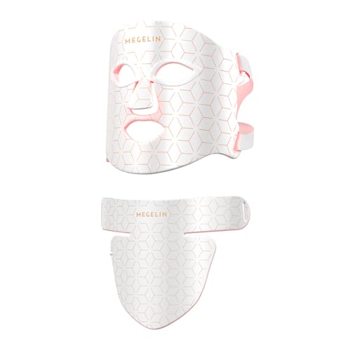 MEGELIN Led Red Light Therapy Face & Neck Mask, 7 Colors Led Light Therapy Facial Mask, Infrared Red Light Therapy Mask, Infrared Light Skin Rejuvenation(White)