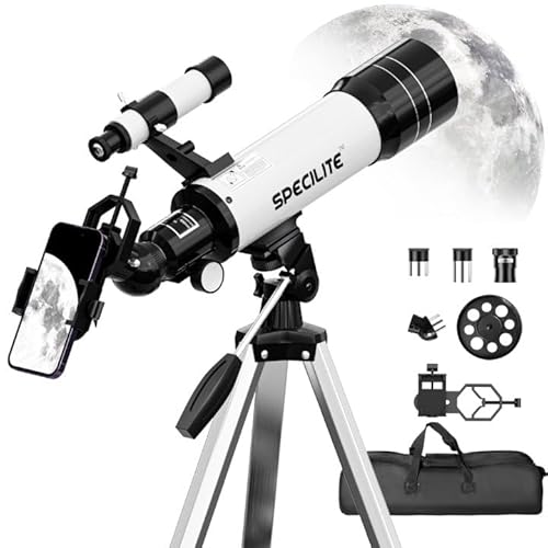 SPECILITE Telescope for Adults and Kids, 70mm Aperture 400mm Refractor for Astronomy Beginners(16x-120x), Portable Travel Telescope with Phone Adapter, Tripod and Carry Bag