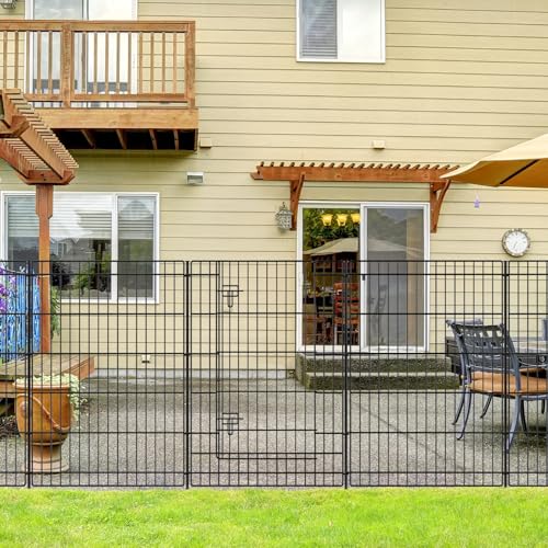 INJOPEXI Decorative Garden Fence Right Angle Animal Barrier Fencing Outdoor for Yard Black