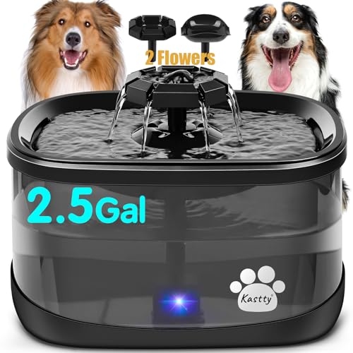 Kastty 300oz/9L Dog Water Fountain Extra Large Pet Fountain with 3 Flow Modes& Larger Filter Super Filtration& Smart 3 in 1 LED Pump, Touch Safe, BPA-Free, Quiet, Ideal for Large Dogs& Multi Pets