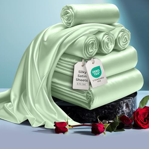 DECOLURE Satin Sheets Set 6pcs