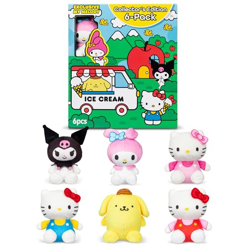 Micro Teenies Hello Kitty and Friends 6 Pack - Miniature Plush Figure, Suffed Animal, Toy Mini Soft Figure for Kids, Girls and Boys Ages 4+