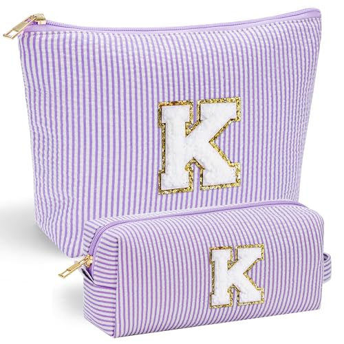 YOOLIFE Mothers Day Gifts for Women Initial 2 Makeup Bag Cosmetic Bag Travel Makeup Bag Personalized Gifts for Girls Kids