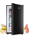 KRIB BLING 3.0 Cu.ft Compact Upright Freezer with Single Door, Two Shelves Mini Freezer with Three Adjustable Thermostat, -22°F and 32°F (0°C and -30°C)., for Home, Kitchen, Office, Black