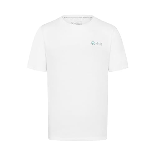 Mercedes AMG Petronas F1 Men's Tshirt with Small 3D Team Logo Execution - White - Size: M