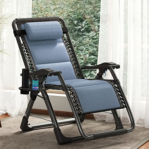 DoCred Comfy Chair, Folding Chair Recliner Chair for Bedroom and Living Room, Folding Reclining Patio Chairs Lounge Chair with Removable Cushion for Indoor Outdoor