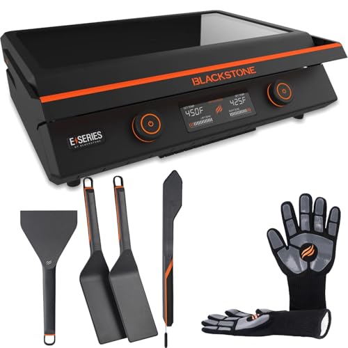 22 Inch Blackstone Electric Griddle Nonstick with Lid, 8001 E-Series Tabletop Large Griddle with Blackstone Griddle Accessories For Indoor and Outdoor Use and Wholesalehome Reusable Gloves and Cloth