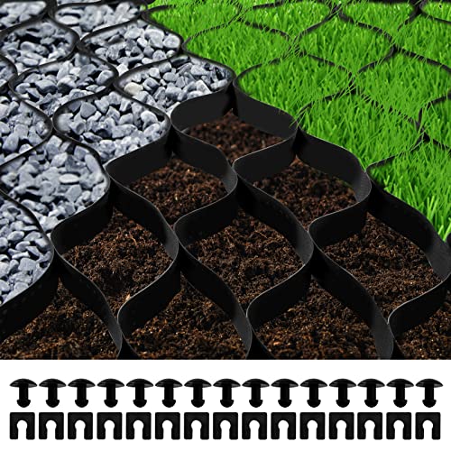 VEVOR Ground Grid, 1885 lbs per Sq Ft Load Geo Grid for DIY Patio, Walkway, Shed Base, Light Vehicle Driveway, Parking Lot, Grass, and Gravel