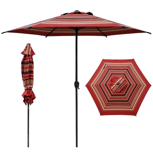 Abba Patio 7.5/9/11FT Lyon Outdoor Patio Umbrella Outdoor Table Umbrella with Push Button Tilt and Crank Market Umbrella 6/8/8 Sturdy Ribs UV Protection Waterproof for Garden Deck Backyard Pool