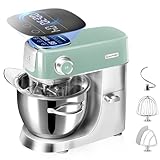 Hauswirt High-End Smart Stand Mixer M5, LED Touchscreen Mixers Kitchen Electric Stand Mixer, 5 Preset Menus, 5.3Qt Dough Mixer, 11speeds Kitchen Mixer with Egg Whisk, Dough Hook, Beater, lake green