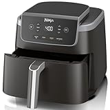Ninja Air Fryer with Air Crisp | 5 QT Capacity fits up to 4lbs of Fries | 4-in-1 Pro Air Fry, Roast, Reheat, Dehydrate | 400°F Max Temp | 1750 Watts | W/Nonstick Basket & Crisper Plate | Grey | AF141