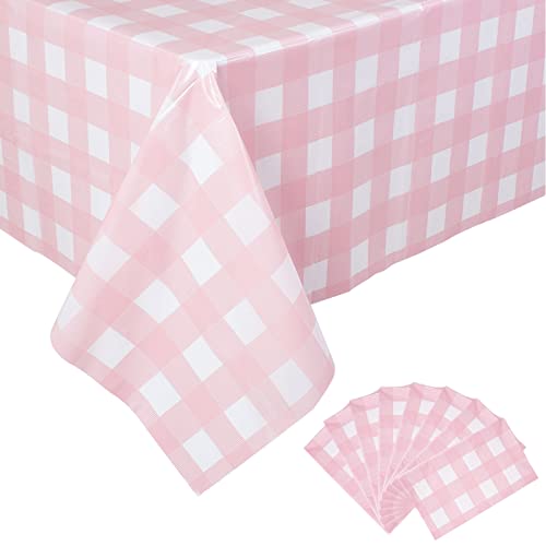 Kesfey Multipack Checkered Tablecloths 54 x 108 Inches Disposable Plastic Checkered Waterproof Rectangle Gingham Tablecovers for Picnic Party Retro Celebrations Race Car Party