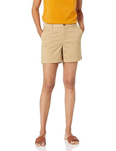 Amazon Essentials Women's Mid-Rise Slim-Fit 5 Inch Inseam Khaki Short (Available in Straight and Curvy Fits)