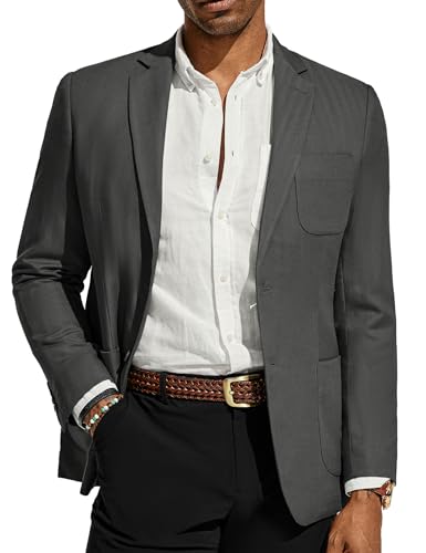 PJ PAUL JONES Men's Blazer Jacket Cotton Linen Sports Coats Regular Fit Two Buttons Herringbone Suit Jackets