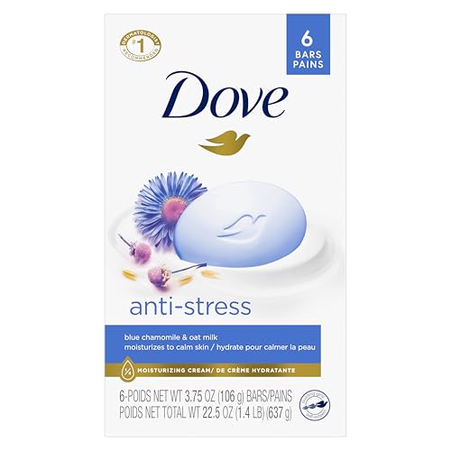 Dove Beauty Bar Soap for Calm, Replenished Skin, Oatmeal and Rice Milk Scent Tranquil and Hydrated Skin, 106g (Pack of 6)