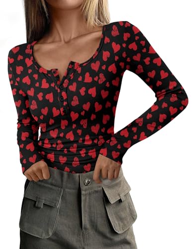 PRETTYGARDEN Women's 2025 Fall Long Sleeve Henley T Shirts Button Ribbed Knit Slim Fit Basic Tops Blouse Casual Outfits