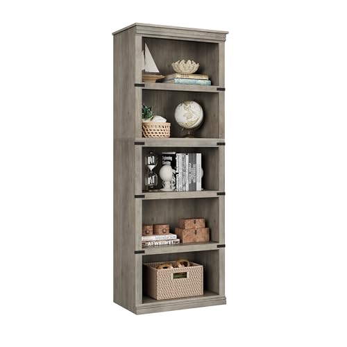 IDEALHOUSE 5 Tier Book Shelf, Tall Bookshelf with Open Display Shelves, Industrial Large Bookshelves and Bookcases