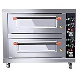 INTSUPERMAI Commercial Pizza Oven Double Deck Convection Oven 6400W 220V Commercial Cooker Double Electric Baking Ovens 20℃-350℃ Heating range