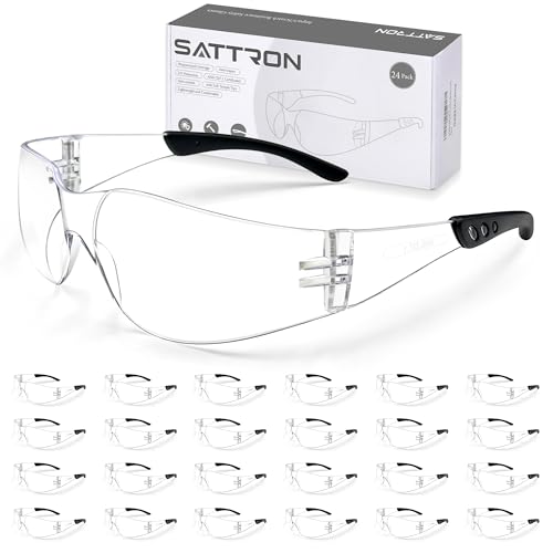 SATTRON BULK PACK Safety Glasses, Clear/Black Tinted Eye Protection