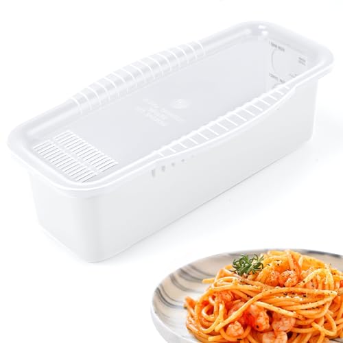 Microwave Pasta Cooker with Strainer Lid- Quick and Easy Cooks 4 Servings Spaghetti Cooker