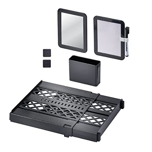 LockerMate Adjust-A-Shelf Locker Shelf, Extends to Fit Your Locker, Easy to Use, Perfect for School, Office, Gym, Black, 2-Pack