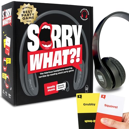 Sorry What – Hilarious Bad-Lip Reading Party Games for Adults Based on The Headphone Challenge TikTok Trend – 2+ Players, 40,000 Funny Phrase Combinations Card Game (Original for Ages 17+)