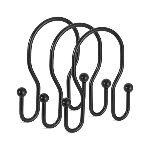 TENOVEL Double Shower Curtain Hooks Stainless Steel