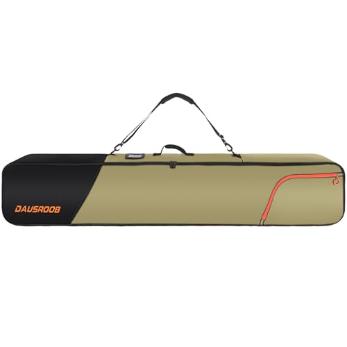 DAUSROOB Snowboard Travel Bag - 1680D Reinforced, Double Padding Ski Bag for Skis, Boots, Snowboards, Wax