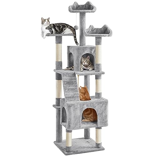 Yaheetech Large Cat Tree 72 Inches, Multi-Level Cat Tower with Double Cozy Condos, Sisal-Covered Scratching Posts and Cat-Ear Platform, Cat Furniture for Indoor Cats Kitten