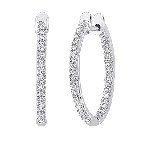 Houston Diamond District 1 to 10 carats Inside Out Diamond Hoop Earrings for Women Premium Collection 14K White Gold Natural Diamond 8 Carat