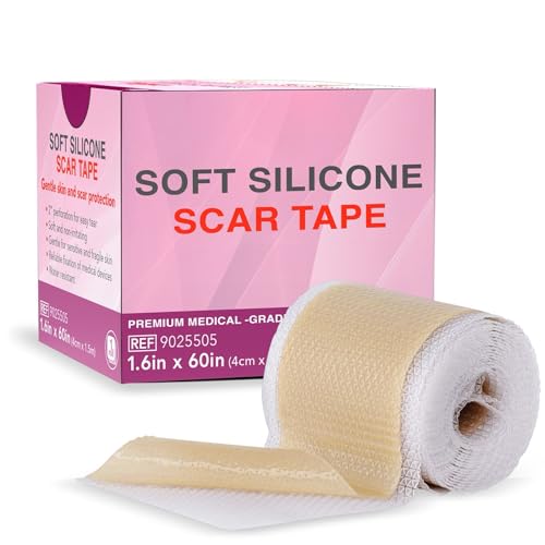 Medical Grade Silicone Scar Sheets - Non-Irritating Scar Strips for Surgical Scars, C-Section, Tummy Tuck, and Keloid - Premium Soft Gel Strips for Pain-Free Scar Removal (1.6in x 60in)