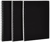 amazon basics College Spiral Notebook, 120 Pages, A5, Size 5.5 x 8.2 Inches, Blank | Travel Writing, Journal, Notepad, Sketchbook | For Students, Office | Subject Diary | Pack Of 3 (Black Cover)