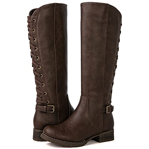 GLOBALWIN Women's Quilted Knee High Fashion Boots Strappy Boots For Women