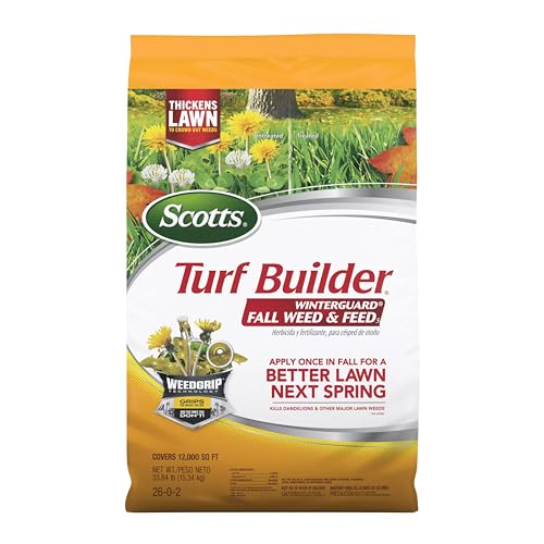 Scotts Turf Builder WinterGuard Fall Weed & Feed5, Weed Killer Plus Fall Fertilizer, 12,000 sq. ft., 33.84 lbs.