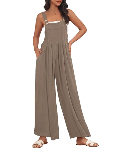 AUTOMET Womens Beach Vacation Outfits Jumpsuits Overalls Wide Leg Casual Summer Spring Outfits Rompers Trendy Jumpers