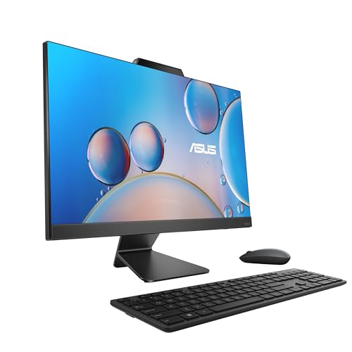 ASUS M3402 All-in-One, 23.8” FHD Touch Display, AMD Ryzen™ 5 7520U Processor, 16GB RAM, 512GB SSD, Windows 11 Home, Kensington Lock, Black, M3402WFA-PB504T