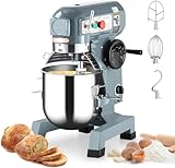 20QT Commercial Food Mixer, Stand Mixer 1250W with 3 Speeds Adjustable, Dough Mixer Machine with Stainless Steel Bowl Dough Hooks Whisk Beater, With Safety Guard, for Bakeries Pizzerias - Blue