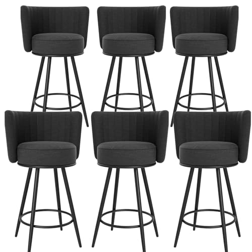 HONIFUR Counter Height Bar Stools, Modern Thickened Upholstered Bartools with Backs and Metal Legs, Velvet Stools for Kitchen, Island and Bars