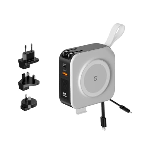 SnapWireless PowerPack Universal - 5 in 1 MagSafe Compatible Travel Charger | Universal Travel Adaptor | Travel Power Bank | Included Adaptor Plug (Midnight Black)