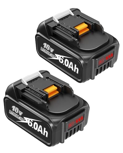 2Pack 18-Volt Replace for Makita 18V Battery BL1860B, Replacement Batteries Compatible with Makita BL1860 BL1820 1830B 1840B 1850B, Fit with Original Makita 18V Battery Chargers(Black