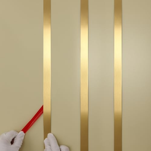 Taaizau Gold Metalized Brushed Finish Molding Trim, Peel and Stick Strip for Mirror Frame, Wall, Fireplace and Home DIY Decoration